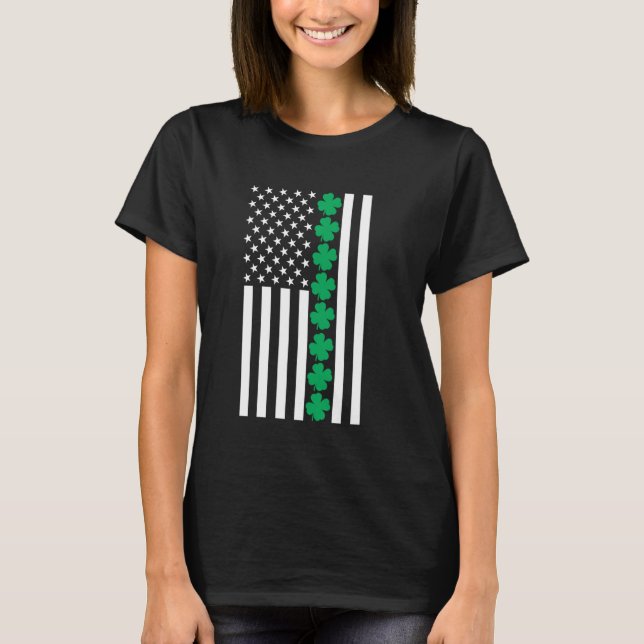 Klöver American Flagga Shamrock St patricks day Ir T Shirt (Framsida)