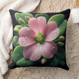 Klöver Blommigt Rosa och Grönt Oxalis Kudde