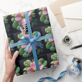 Klöver Blommigt Rosa och Grönt Oxalis Presentpapper