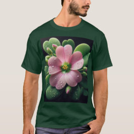 Klöver Blommigt Rosa och Grönt Oxalis T Shirt