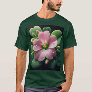 Klöver Blommigt Rosa och Grönt Oxalis T Shirt