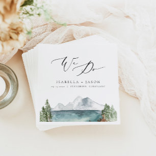 KLÖVER Boho Rustic Mountain Sjö Bröllop Pappersservett