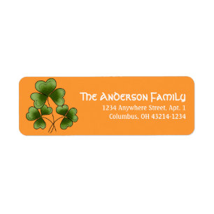 Klöver d1 Irish St. Patrick's Day Adressetiketters Returadress Etikett