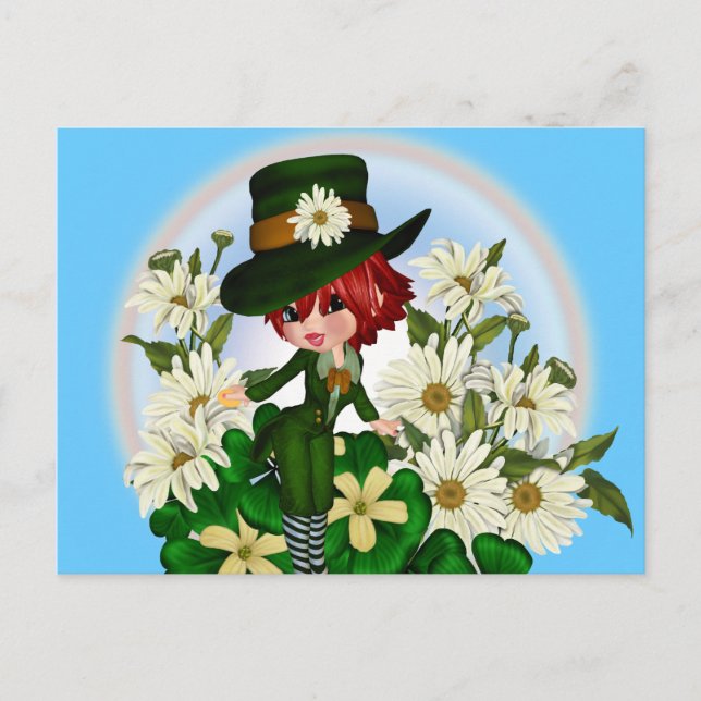 Klöver Daisy Patty Leprechaun Vykort (Framsida)