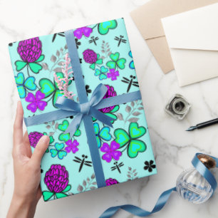 klöver drakonfluga fyra löv clove Wrapping Papper Presentpapper