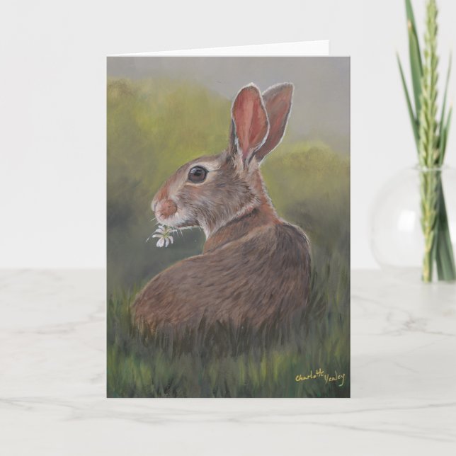 Klöver Eater Bunny Rabbit Greeting Card Kort (Framsida)