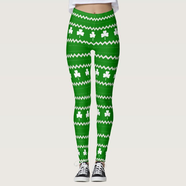 Klöver Fair Isle St. Patrick's Day Leggings (Framsida)