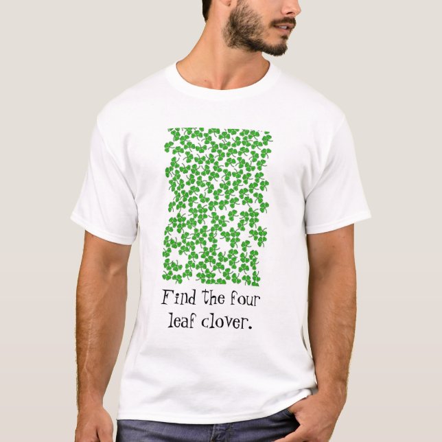 klöver finner fourleafclover.en tee shirt (Framsida)