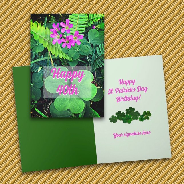 Klöver Flowers St. Patricks Day Birthday Card Kort (Skapare uppladdad)