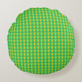 Klöver Grön Gul Hexagon Mönster Rund Kudde