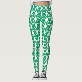 Klöver Grön Vit Hexagon Mönster Leggings
