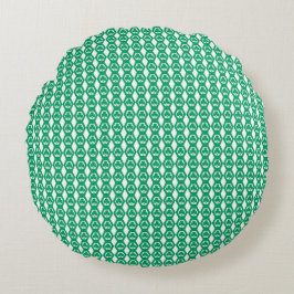 Klöver Grön Vit Hexagon Mönster Rund Kudde