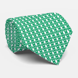 Klöver Grön Vit Hexagon Mönster Slips