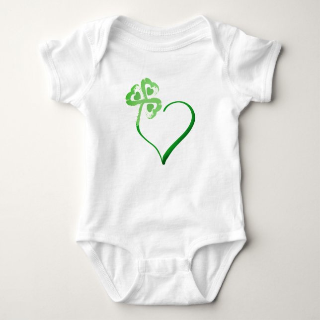 Klöver Heart Baby Bodykostdräkt T Shirt (Framsida)