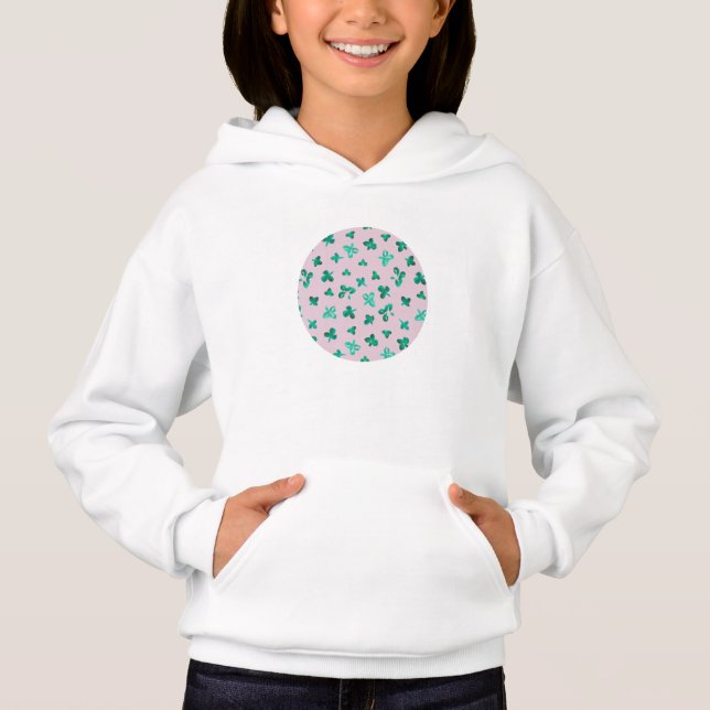 Klöver Löv Girls' Pullover Hoodie Tröja (Framsida)