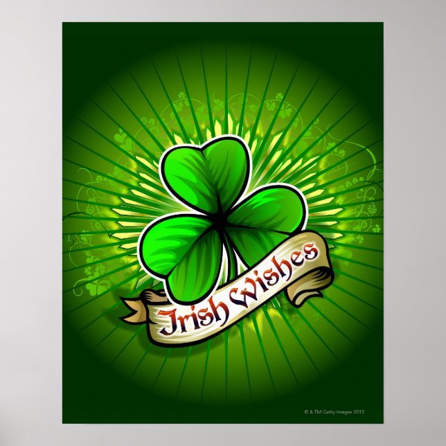 Klöver med "Irish Önskemål banner Poster (Framsidan)