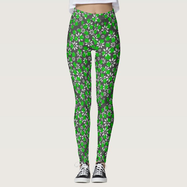 Klöver mönster 01w Dgrey BG Leggings (Framsida)