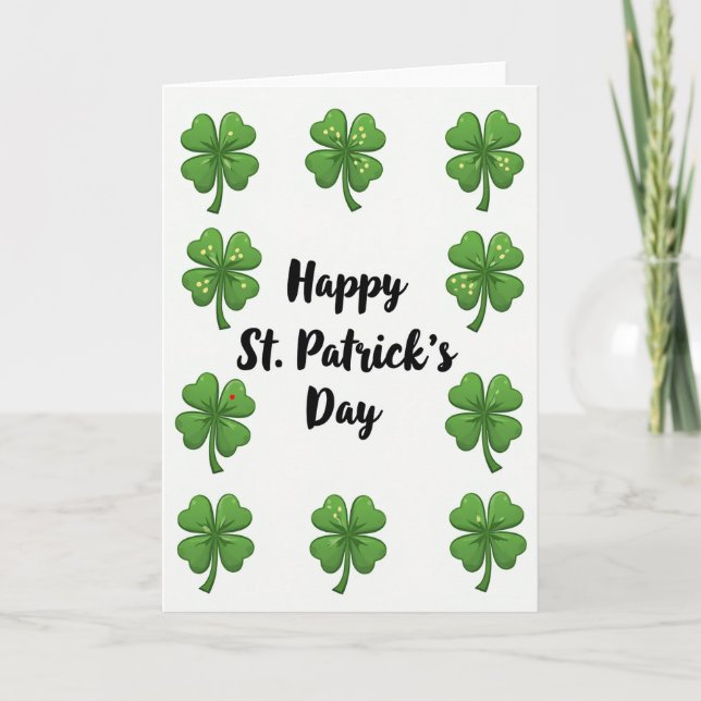 Klöver Mönster Glad St Patricks Kort (Framsida)