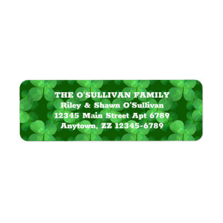 Klöver Mönster Lucky Grönt Botaniska irländska Returadress Etikett