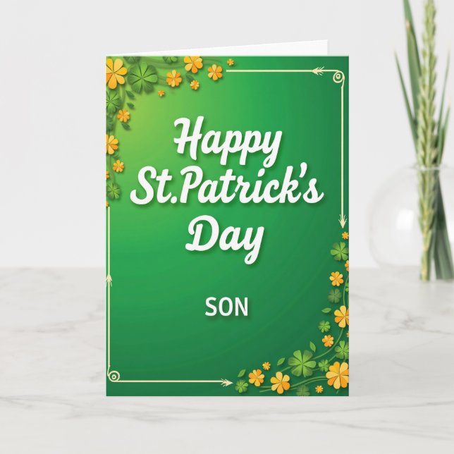 Klöver Mönster Son St Patricks Kort (Framsida)