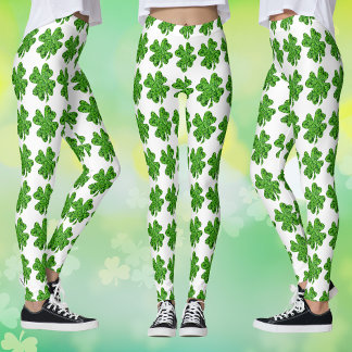 Klöver Mönster St. Patrick's Day Leggings