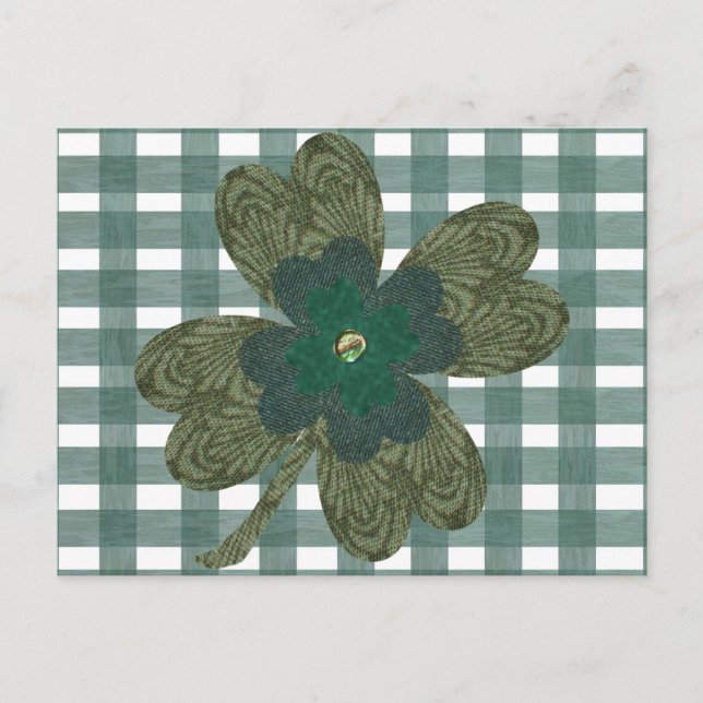 Klöver om Gingham Postcard Vykort (Framsida)