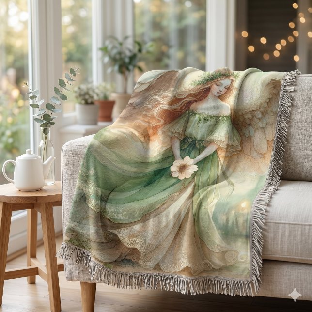 Klöver Serenitet Engel Filt (Clover Serenity Angel Throw Blanket)