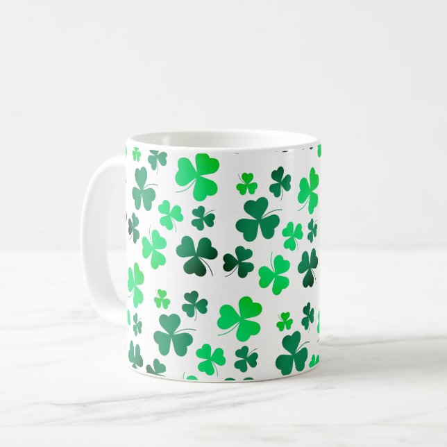 Klöver Shamrock Irish Grönt Vår St patricks day Kaffemugg (Framsida vänster)