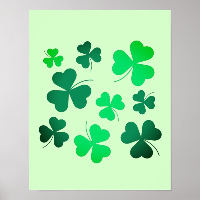 Klöver Shamrock Irish Grönt Vår St patricks day Poster (Framsidan)