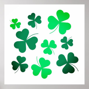 Klöver Shamrock Irish Grönt Vår St patricks day Poster