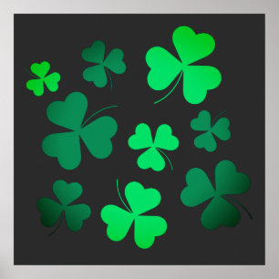 Klöver Shamrock Irish Grönt Vår St patricks day Poster