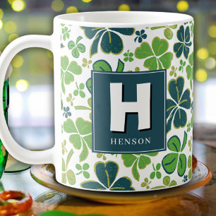 Klöver Shamrock Monogrammed St. Patrick's Day Kaffemugg