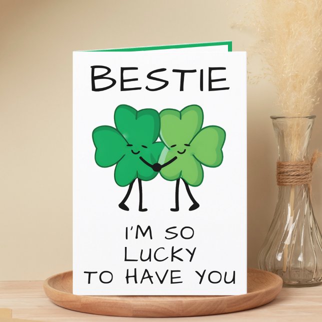 Klöver St patrick's day Funny Friend Birthday Tack Kort (Funny Clover St Patrick's Day Best Friend Birthday Thank You Card)