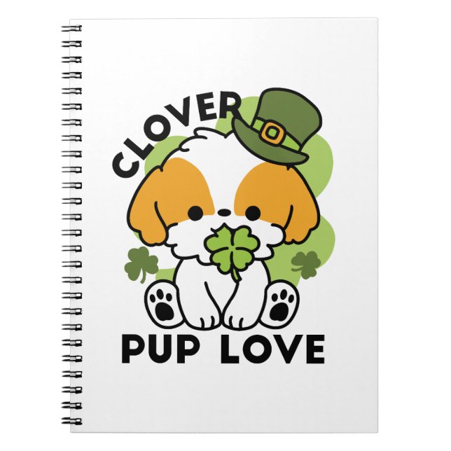 Klöver Valp Kärlek - St. Patrick's Day Hund design Anteckningsbok (Framsidan)