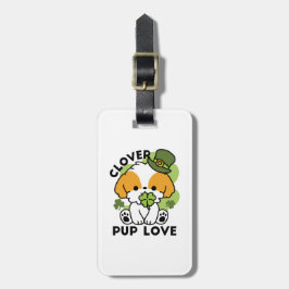 Klöver Valp Kärlek - St. Patrick's Day Hund design Bagagebricka