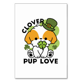 Klöver Valp Kärlek - St. Patrick's Day Hund design Bordsnummer