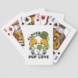 Klöver Valp Kärlek - St. Patrick's Day Hund design Casinokort