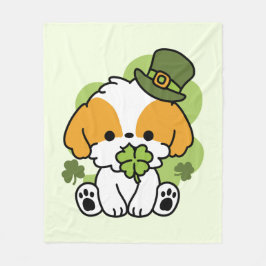 Klöver Valp Kärlek - St. Patrick's Day Hund design Fleecefilt