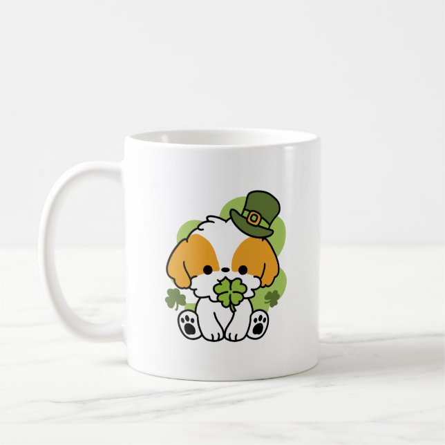 Klöver Valp Kärlek - St. Patrick's Day Hund design Kaffemugg (Vänster)