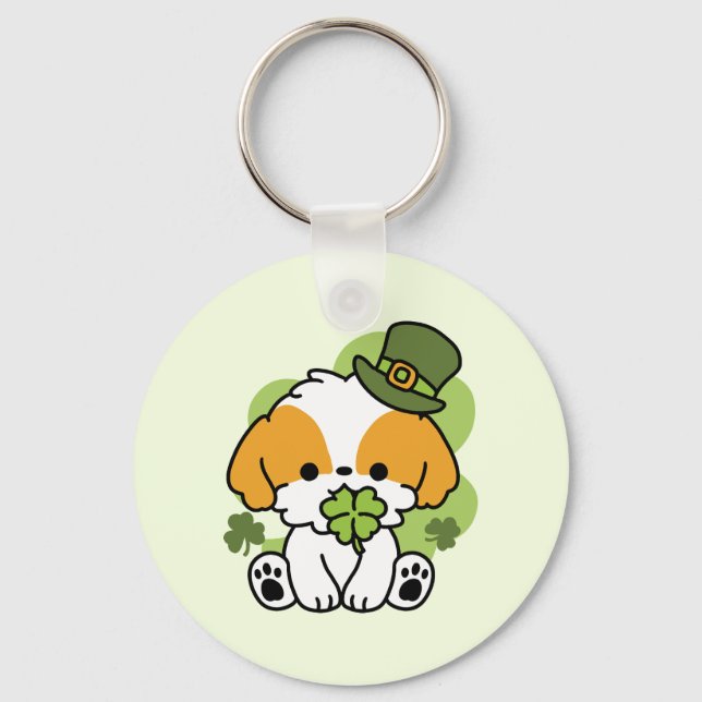 Klöver Valp Kärlek - St. Patrick's Day Hund design Nyckelring (Framsida)