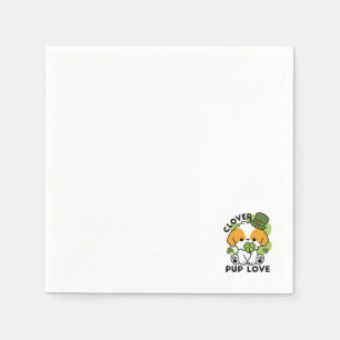 Klöver Valp Kärlek - St. Patrick's Day Hund design Pappersservett