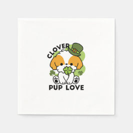 Klöver Valp Kärlek - St. Patrick's Day Hund design Pappersservett