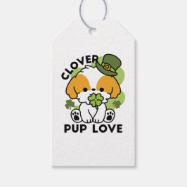 Klöver Valp Kärlek - St. Patrick's Day Hund design Presentetikett