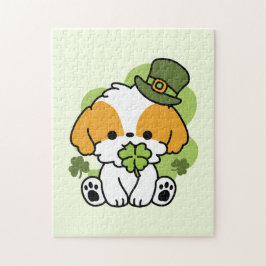 Klöver Valp Kärlek - St. Patrick's Day Hund design Pussel