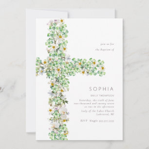 Klöver vildblomma kor i Baptism Christening Inbjudningar