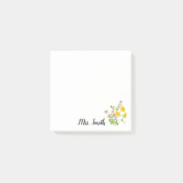 Klöverblomsbukett monogram lärare post-it block