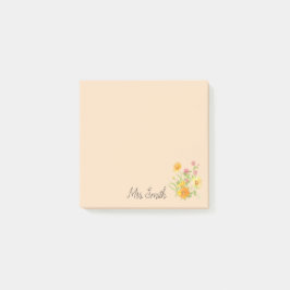 Klöverblomsterbukett monogram lärare post-it block