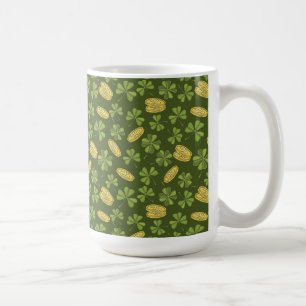Klöverlöv & guld myntar mönster kaffemugg