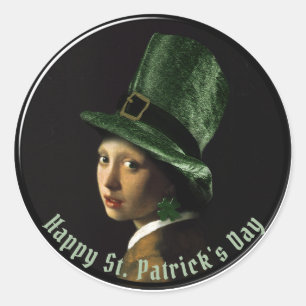 Kloverörhänge St. Patrick's Day Runt Klistermärke