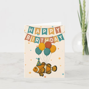 Klownfish Birthday Card - Lustigt Party-djur Kort